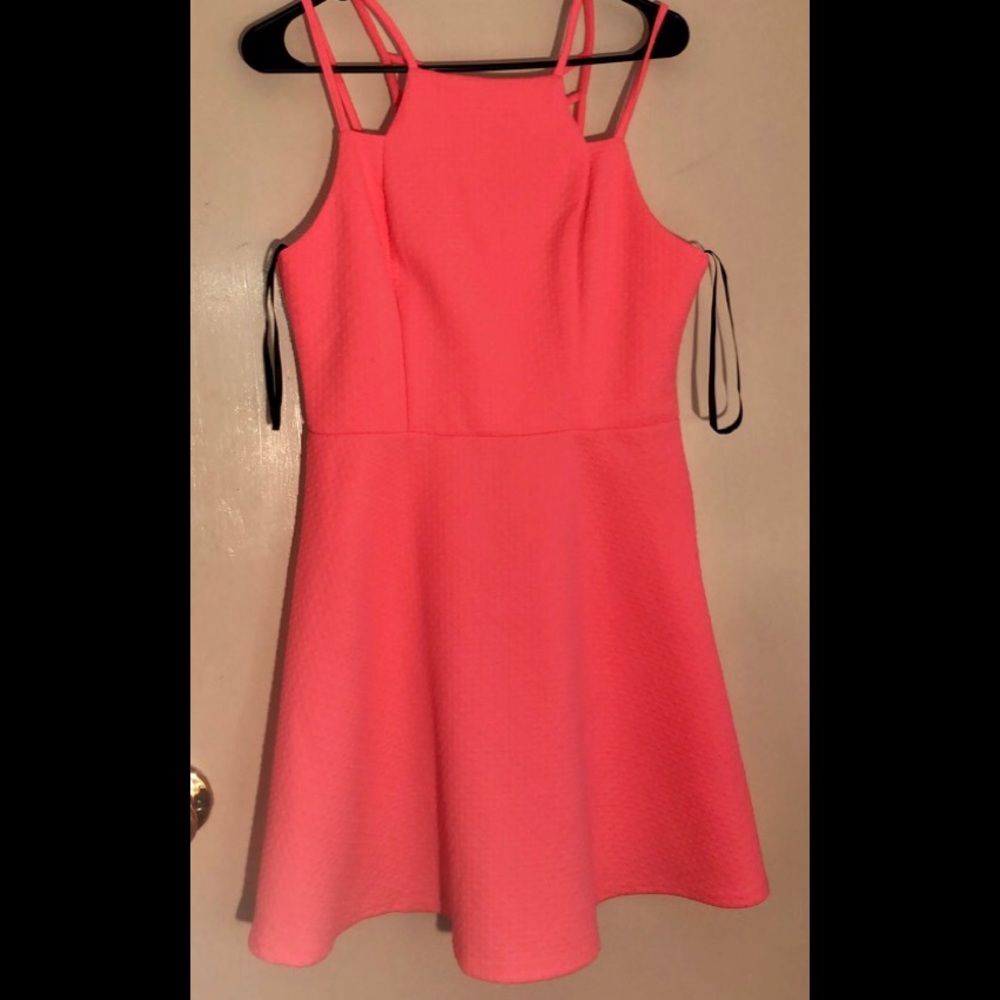Large neon pink short dress